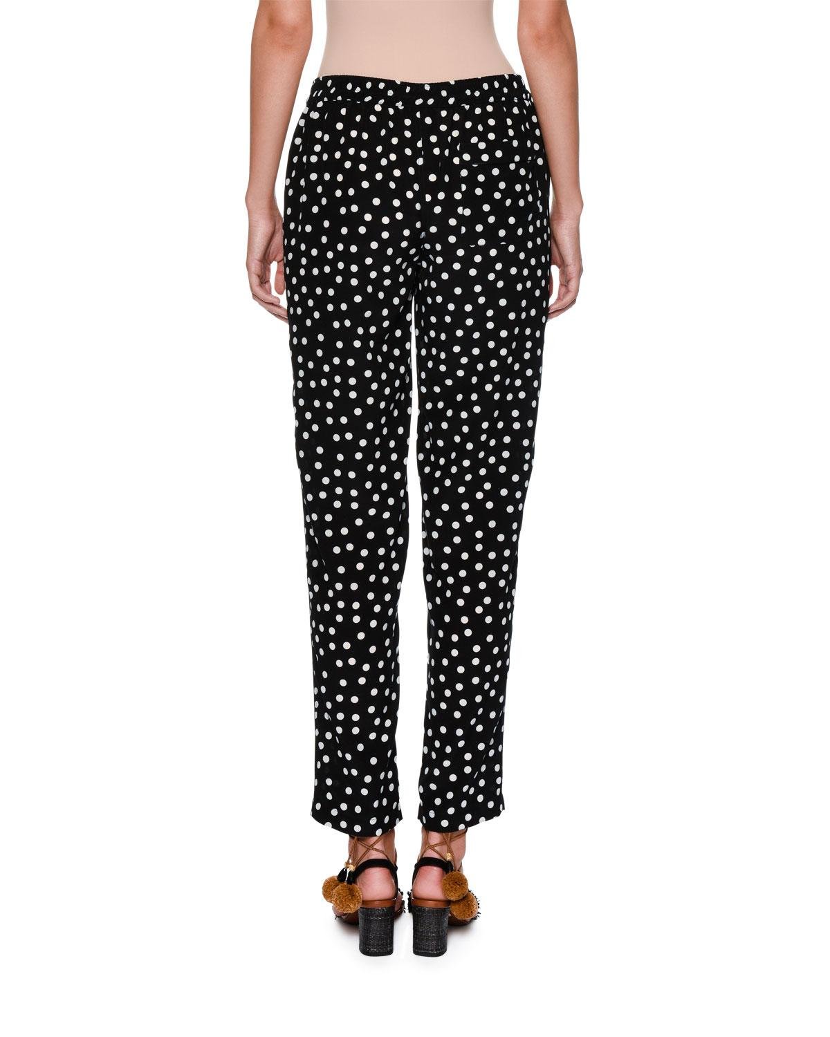 Dolce Gabbana Polka Dot Silk Pull On Pants In Black Lyst